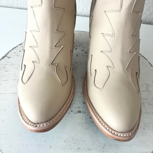 Lane CHELSEA Womens Cowboy Bootie 8 Western Pale Ivory Short Cowgirl Ankle Boots - Picture 7 of 12